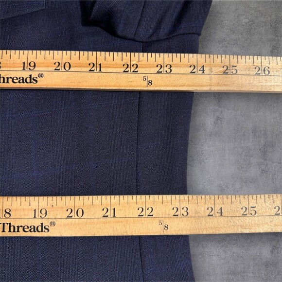 Ralph Lauren Men's 46R Navy Wool Blend Blazer Sport Coat 2-Button Jacket Plaid - Picture 12 of 15